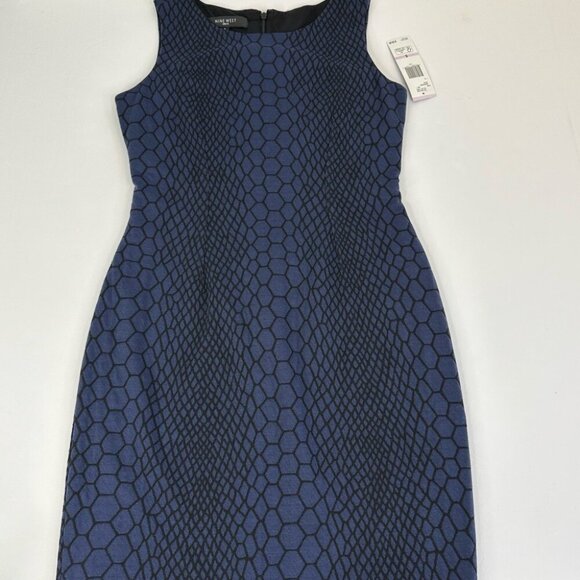 Nine West Women's NWT Blue On The Town Snakeskin Print Siren Career Dress 6/C34 - Picture 6 of 14